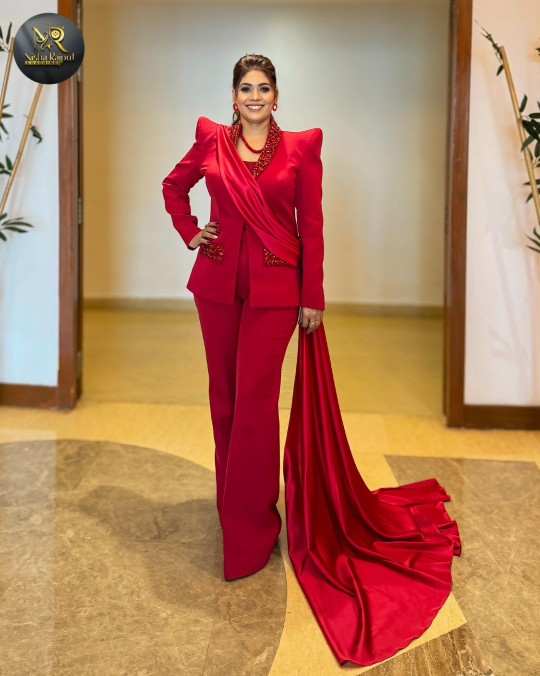 Ruby Power Drape Pantsuit