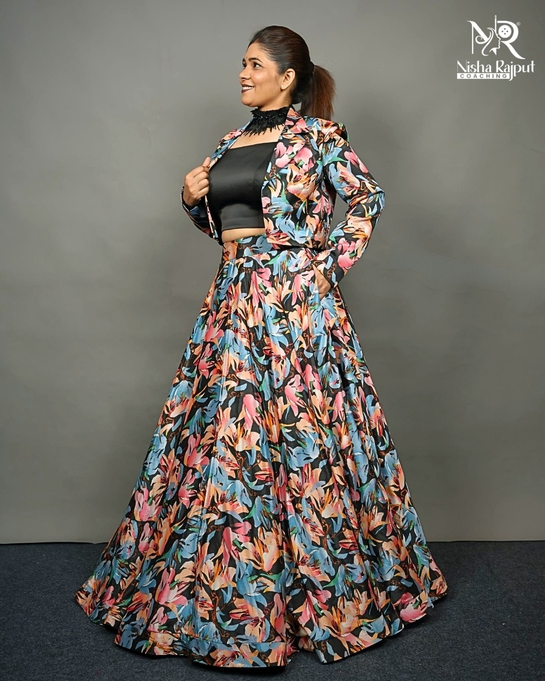 Midnight Bloom Designer Lehenga Set