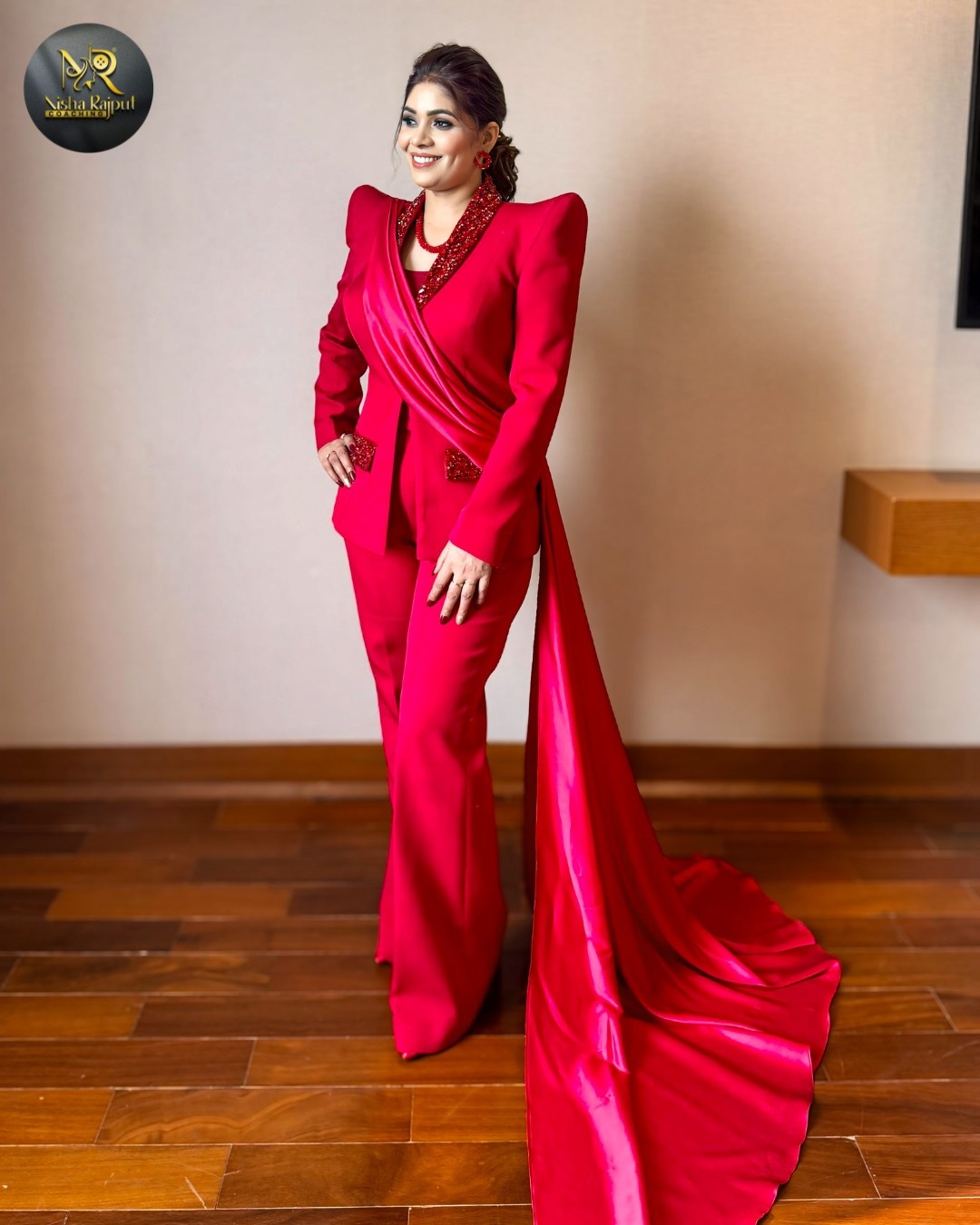 Ruby Power Drape Pantsuit