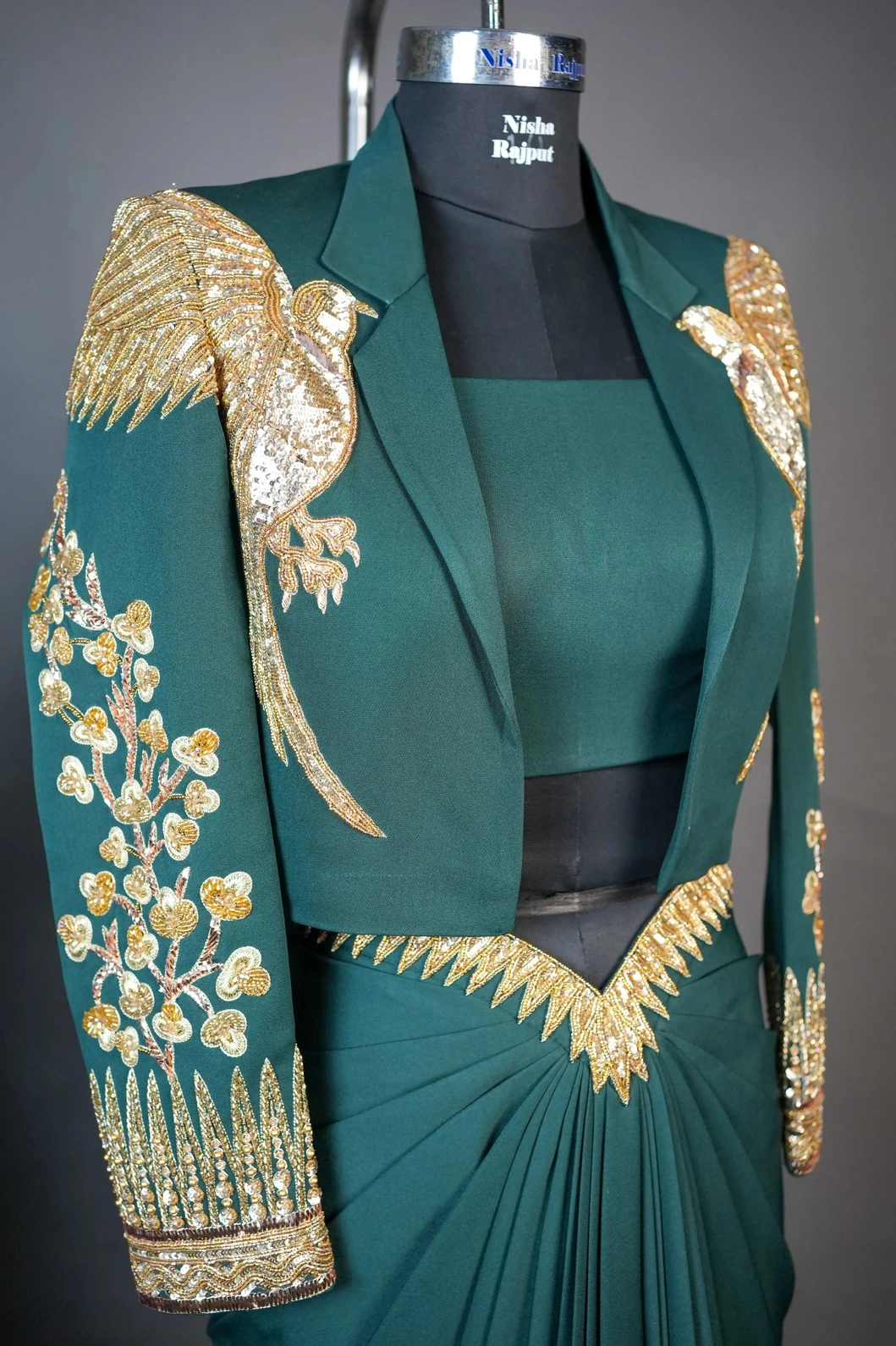 Emerald Royal Drape Saree Set