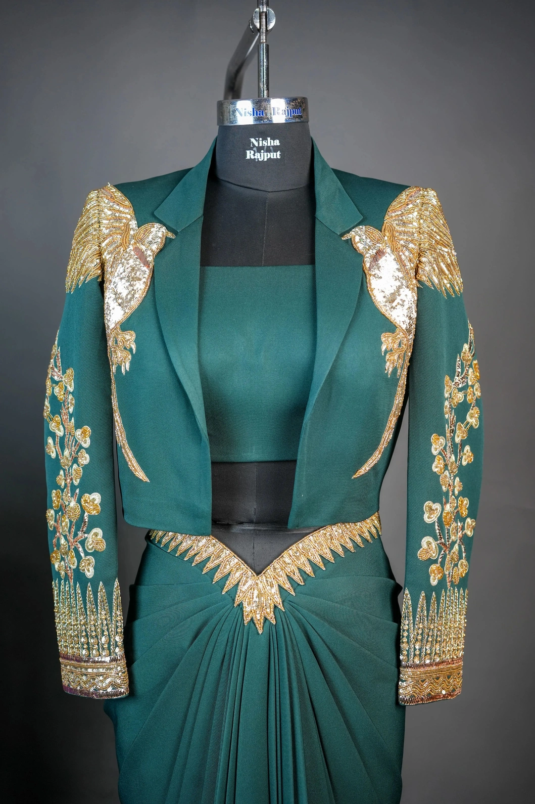Emerald Royal Drape Saree Set