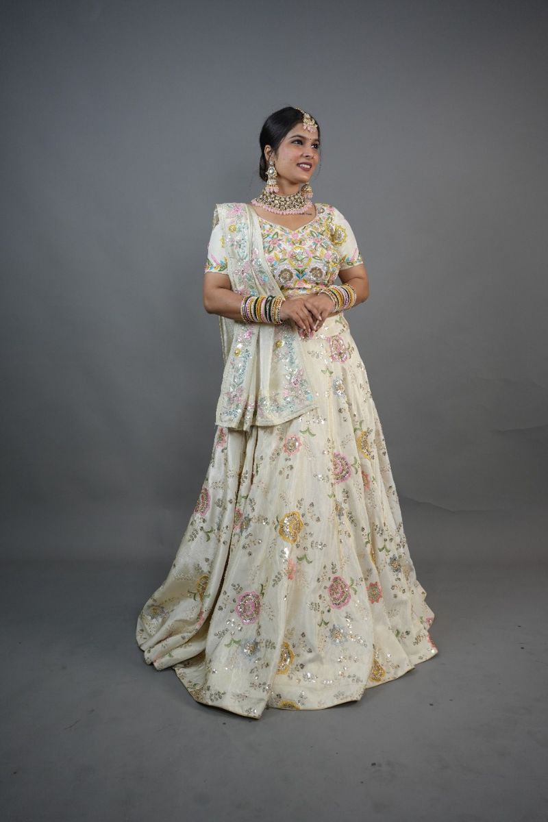 Cream Designer Sarees